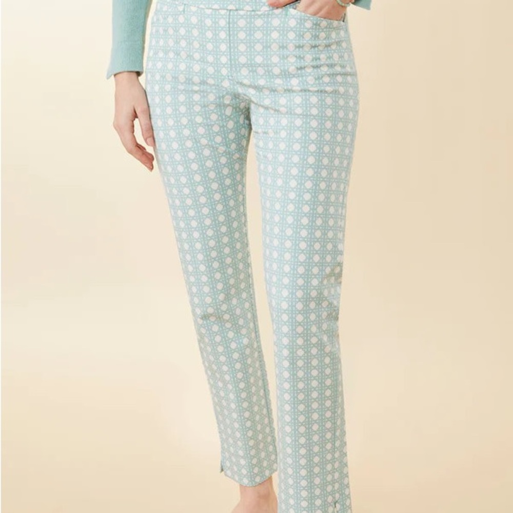 Spartina 449 Maren Calm Waters Surf Cane Seafoam Ankle Pants Medium Pull on pant